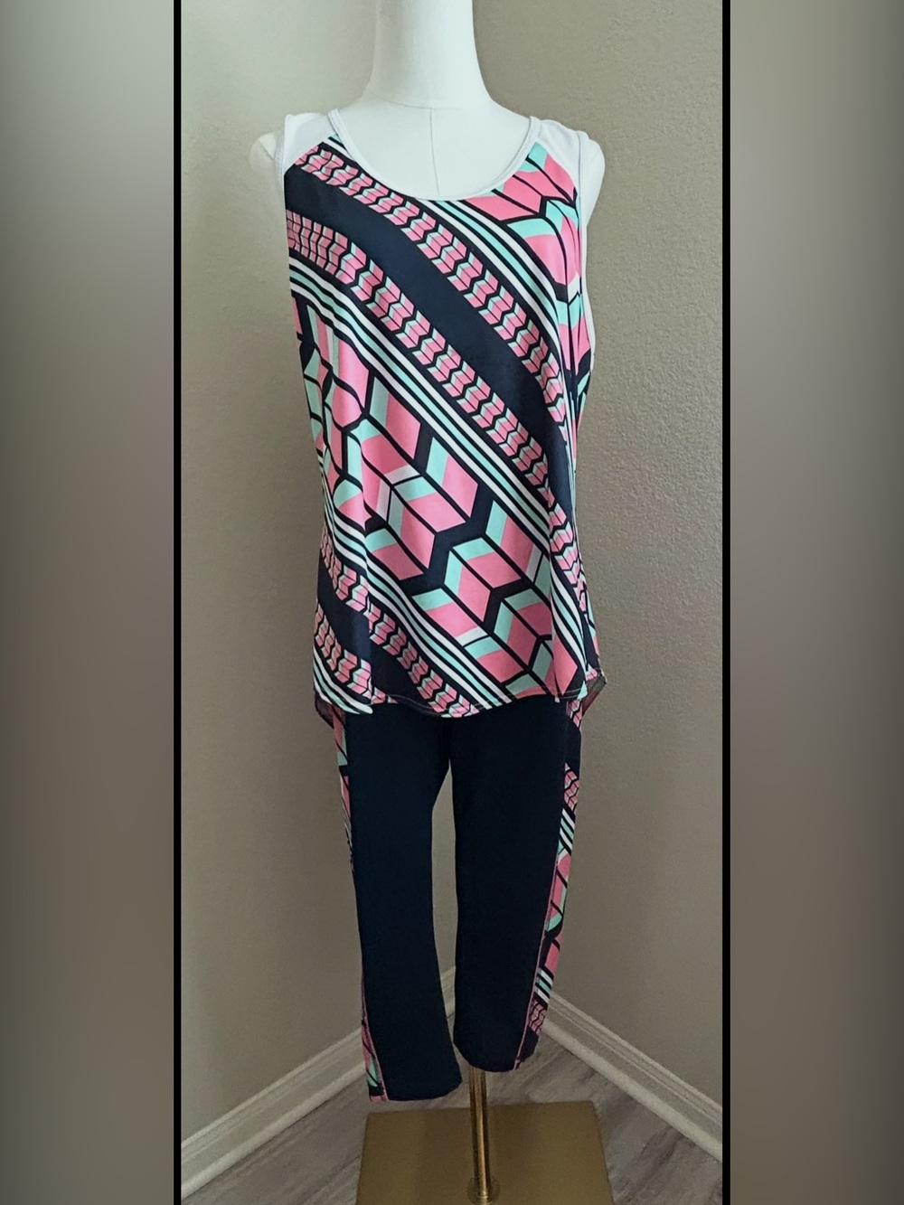 Fila Pink & Teal Geometric Pant (top matches)